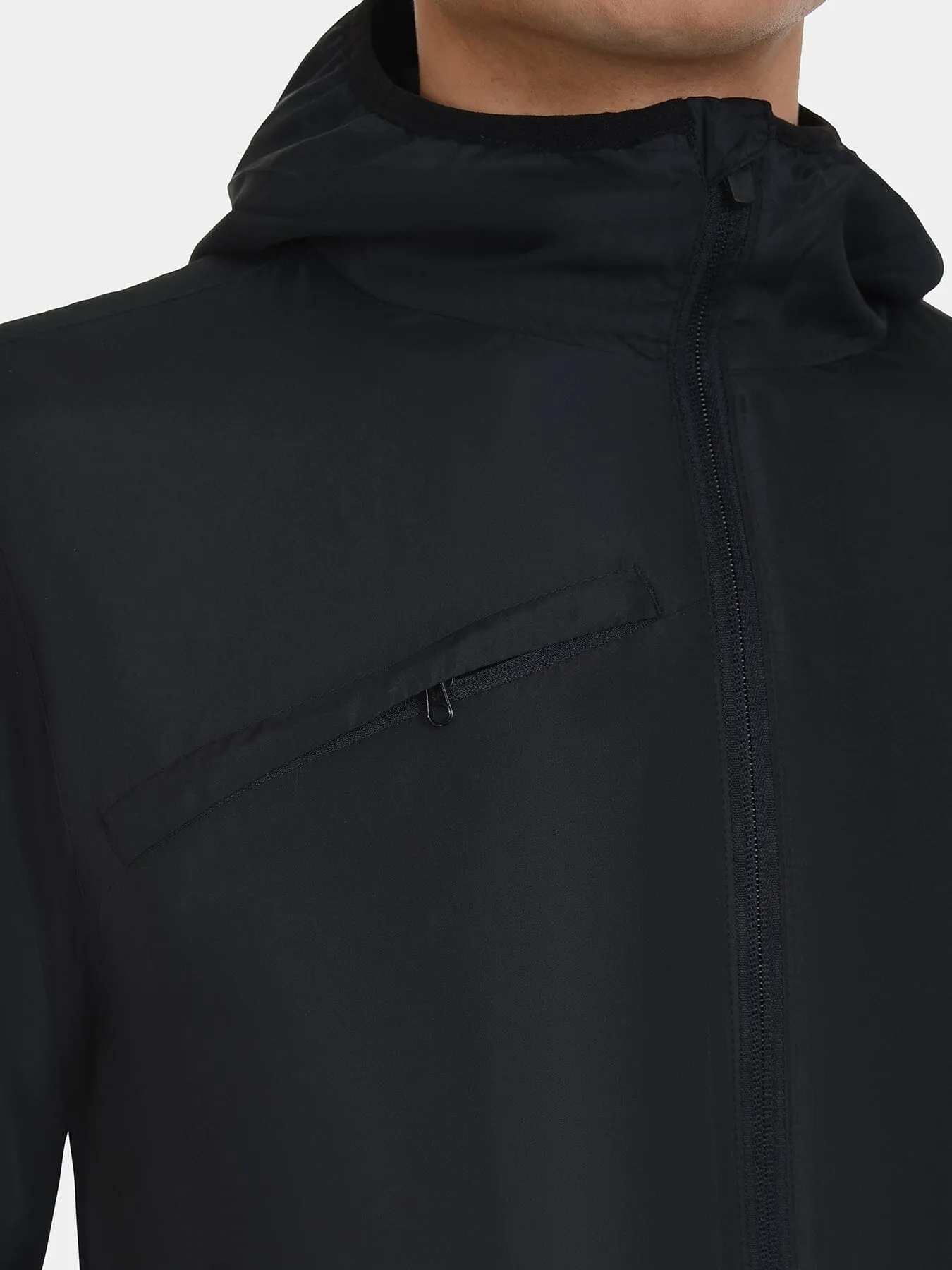 Softshell Packable Running Water Repellant Hooded Jacket For Men With Thumbholes, Reflective Strips & Zip Pockets