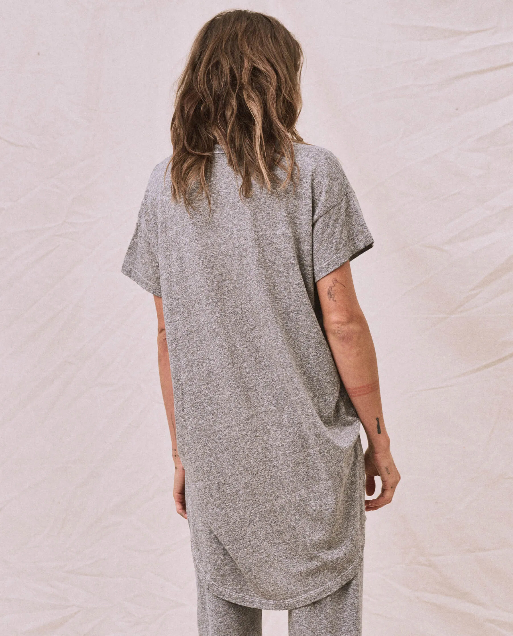 The Shirttail Tee. -- Heather Grey