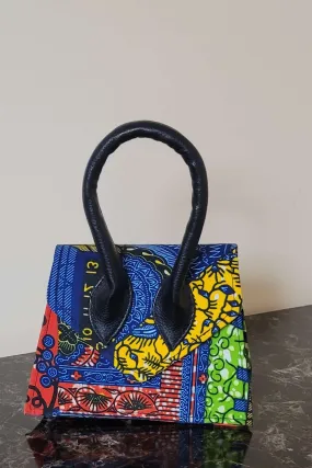 VALENCIA African Print Mini Bag (Leather Handle)