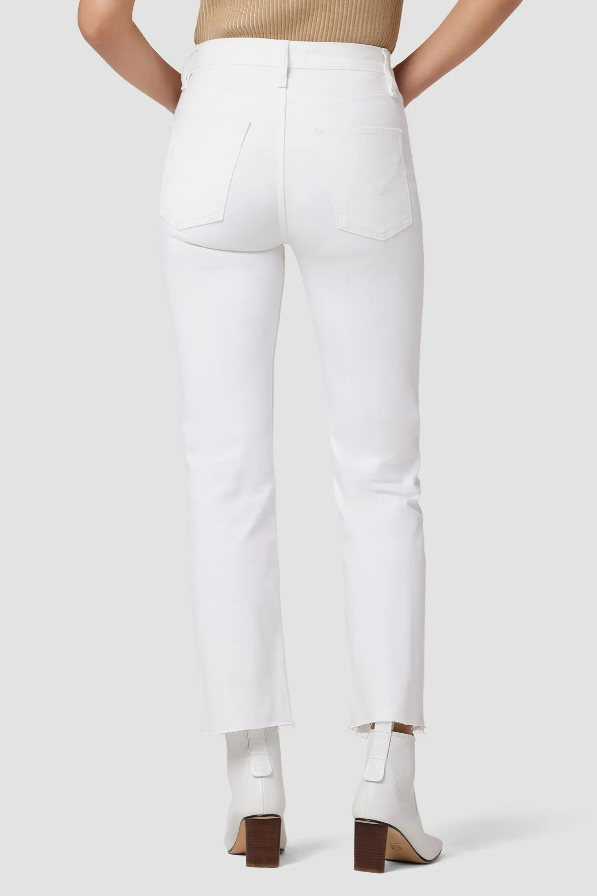 White Remi high rise straight leg jean