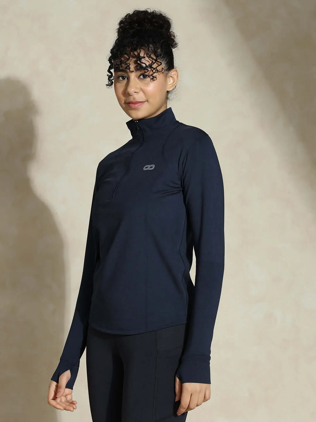 Women's Ath Runner Zip Neck Navy