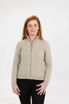 Womens Classic Crop Cable Jacket - Natural