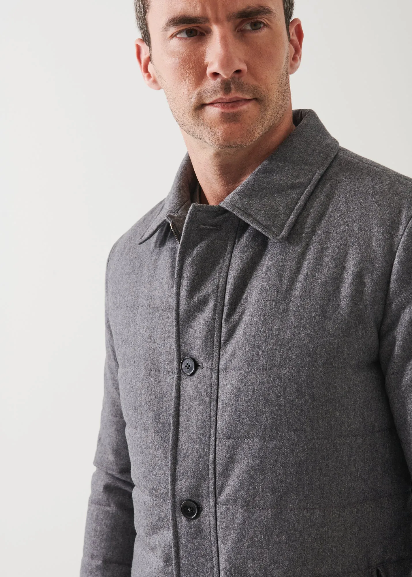 WOOL BLEND QUILTED SHIRT JACKET