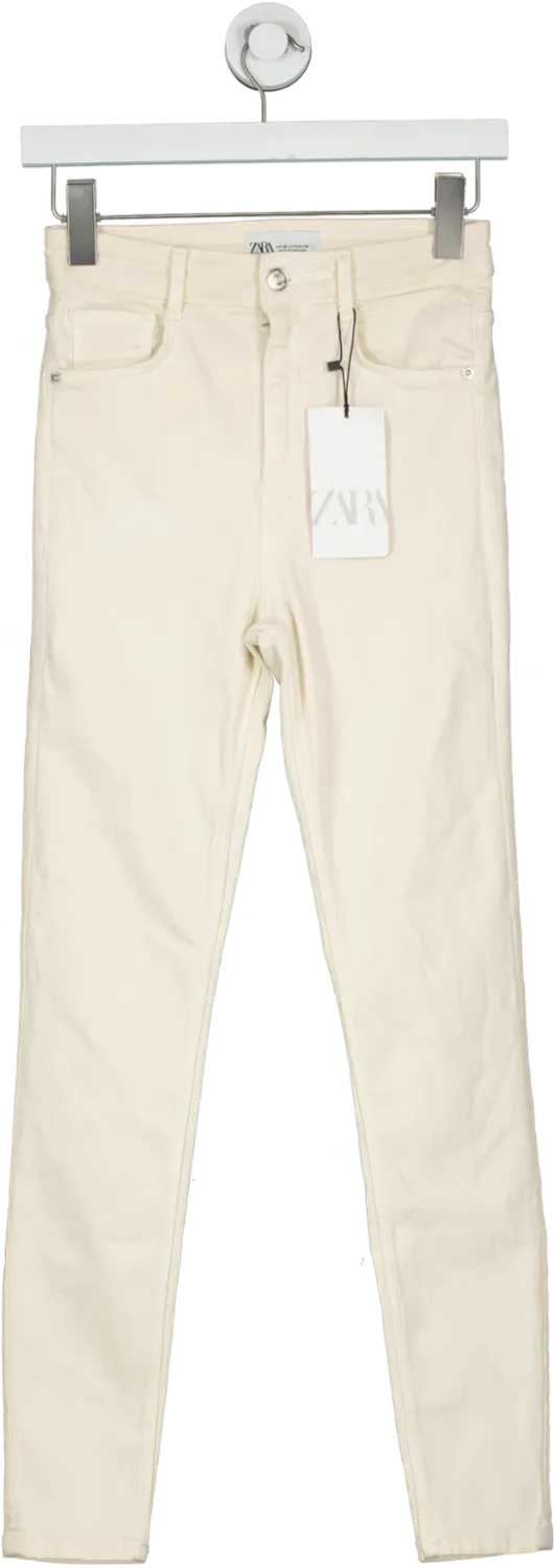 ZARA Cream High Waisted Skinny Jeans BNWT UK 8