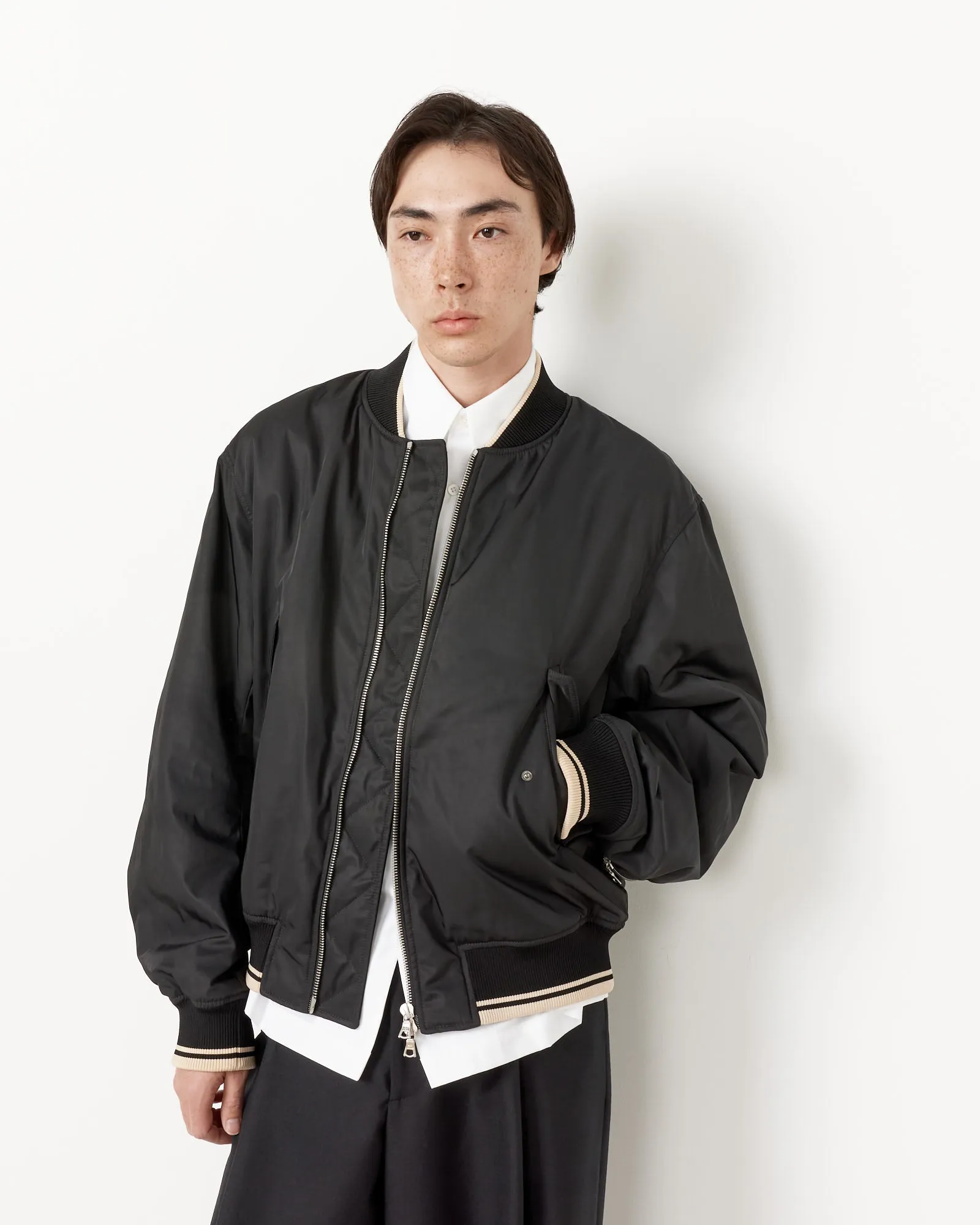 Zip Bomber Jacket in Black